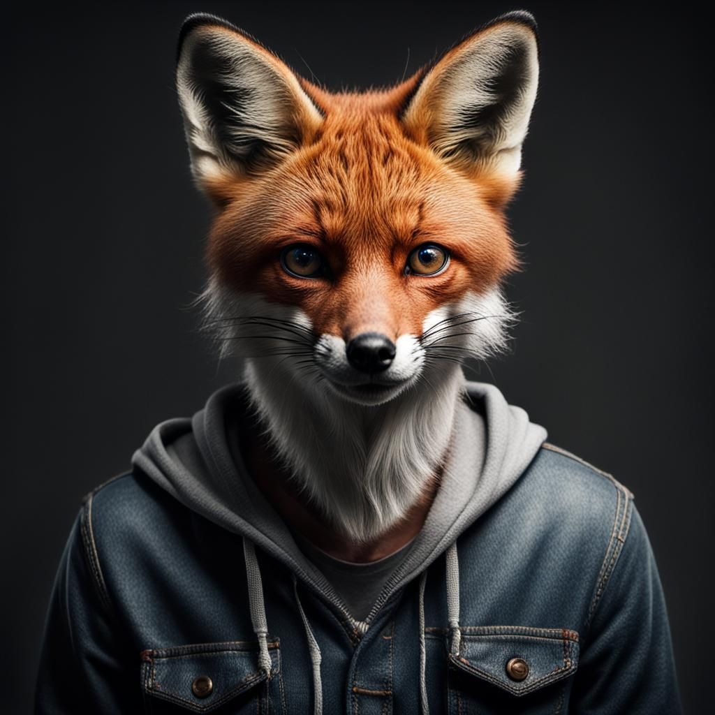 Anthropomorphic Fox Selfie in Photo-Realistic Style