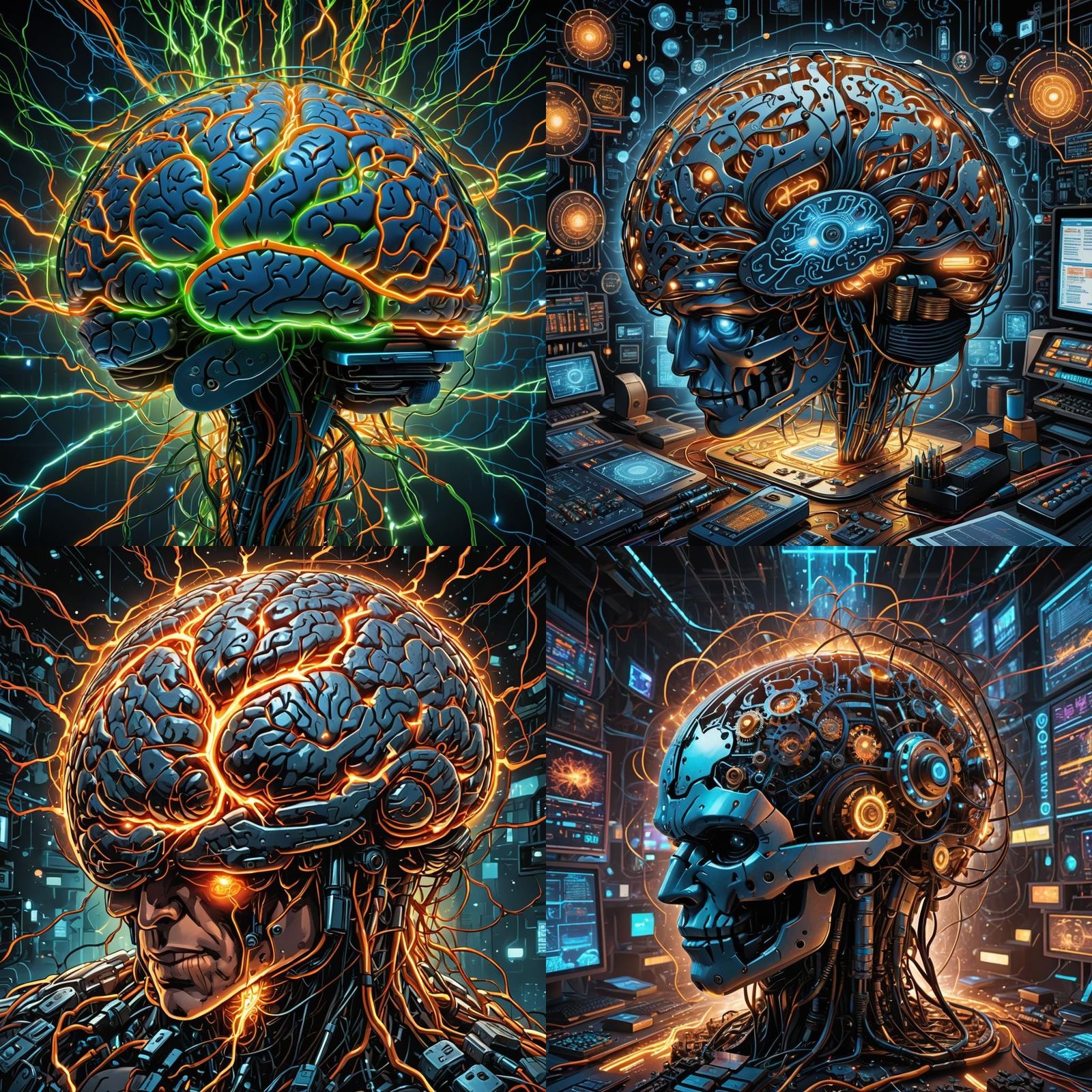 Day Trader Brain in Comic Book Art Style
