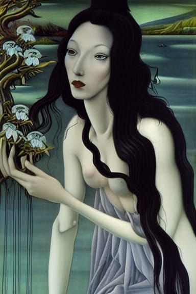 Ethereal Goddess of Death in Japanese Horror Style