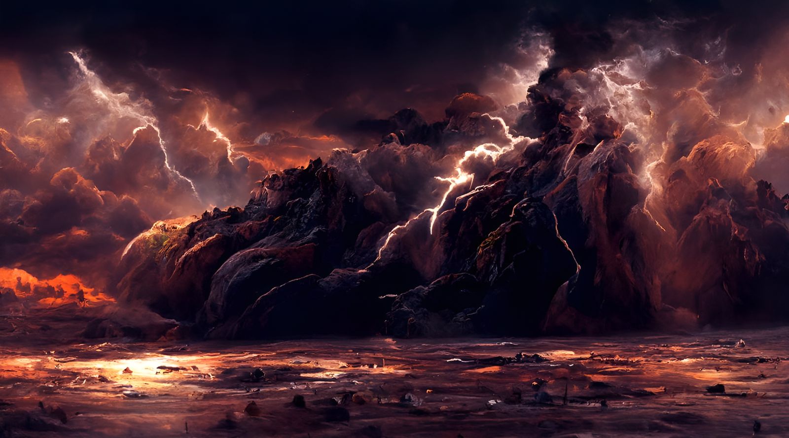Epic Lightning Storm Over Canyon Landscape