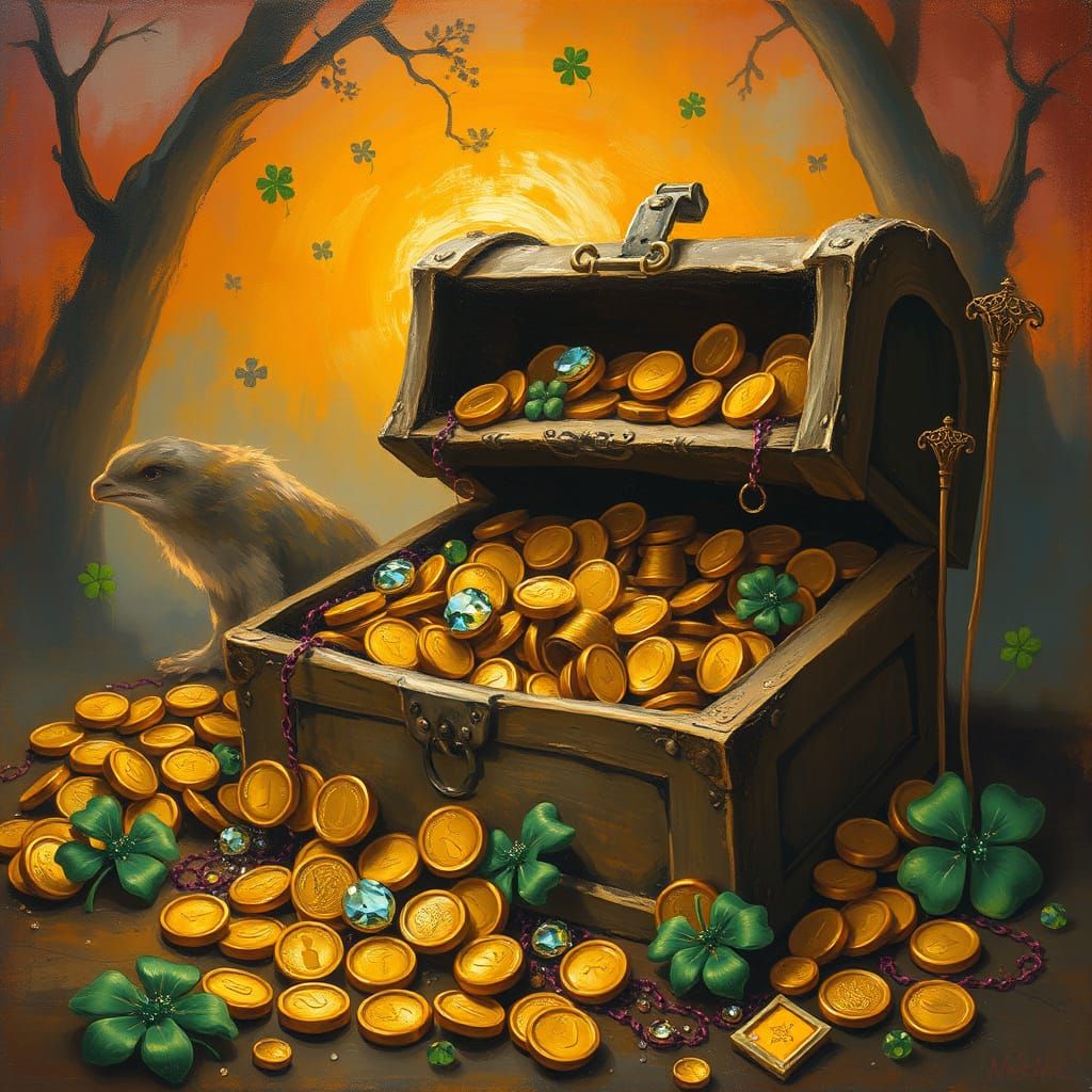 Treasured Sunset Bounty in Impressionist Style