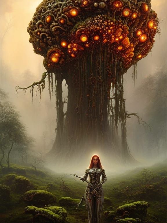 Mutant Fungus Girl in Armored Spacesuit