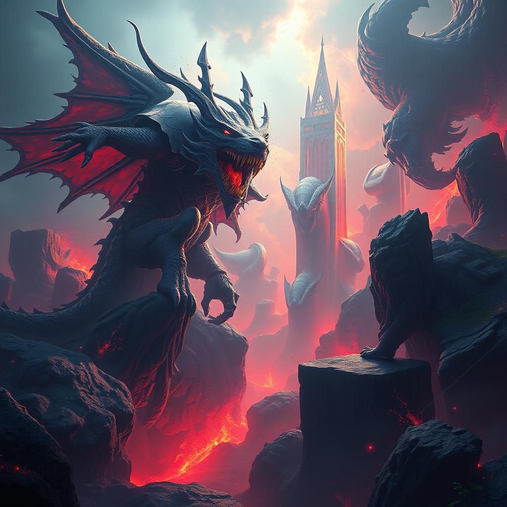 Fantastical Hexadecimal Landscape in Detailed Matte Painting