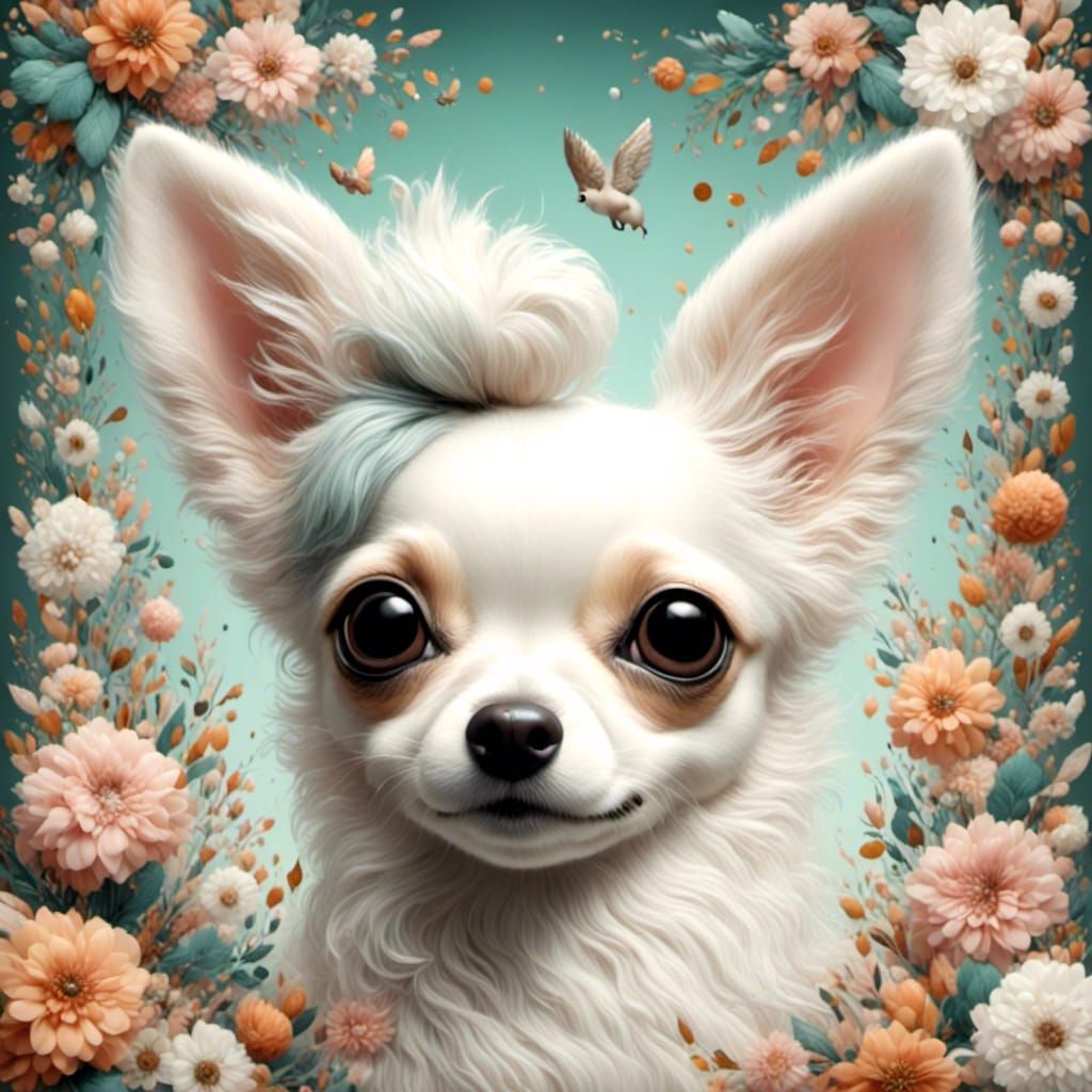 Adorable Deer Head Chihuahua in Artistic Style