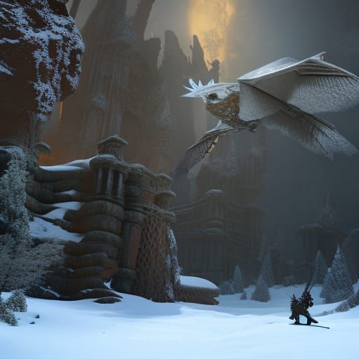 Lilith with Owl and Wolf: Detailed Fantasy Art