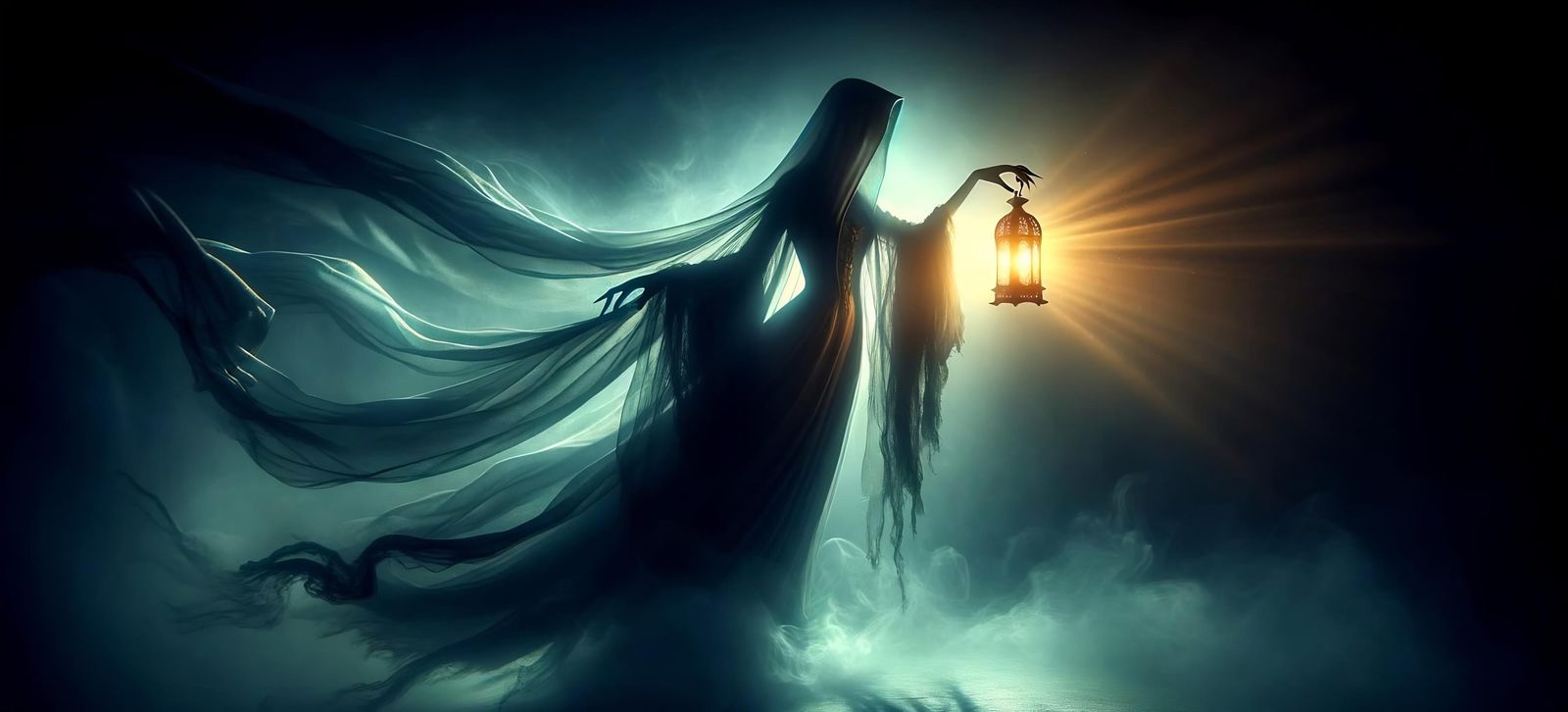 Haunting Spectral Figure Drifting Through Fog