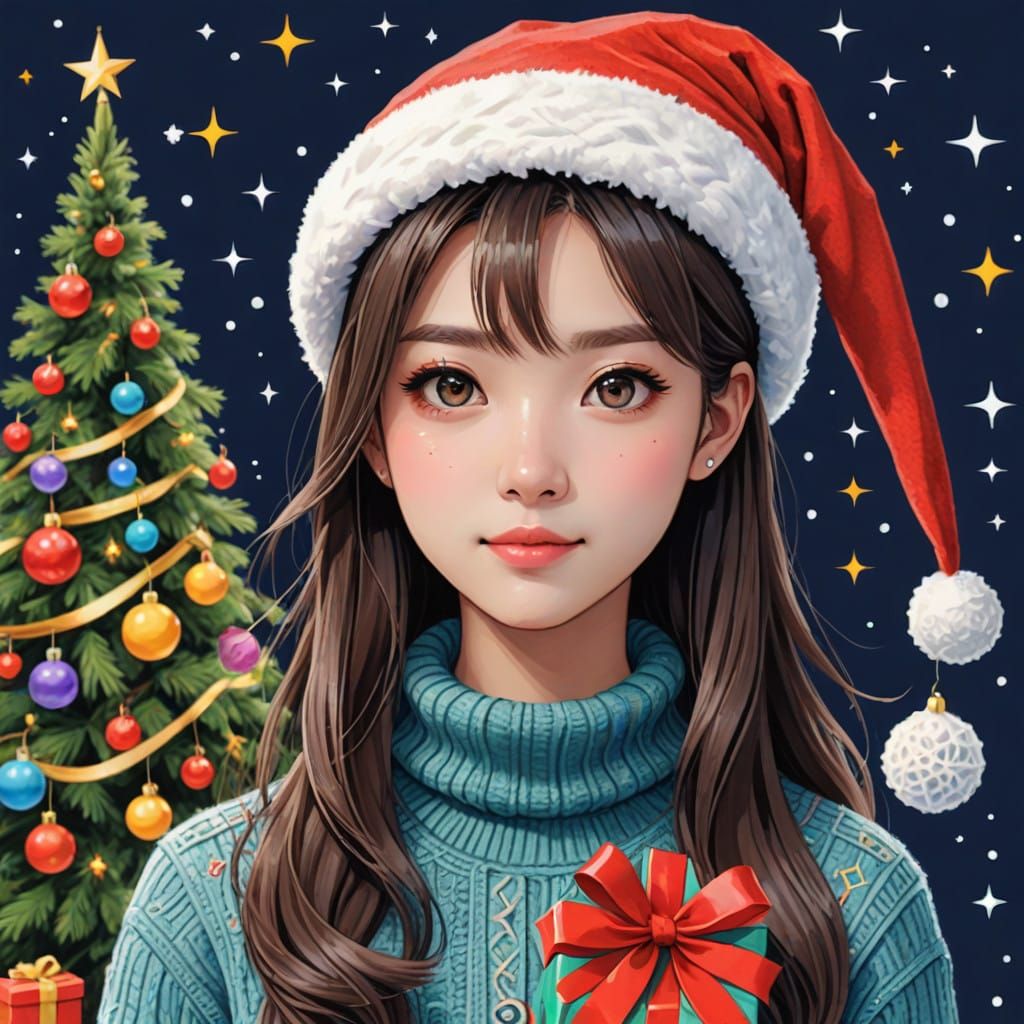 Joyful Math Girl Wishes You a Merry Christmas