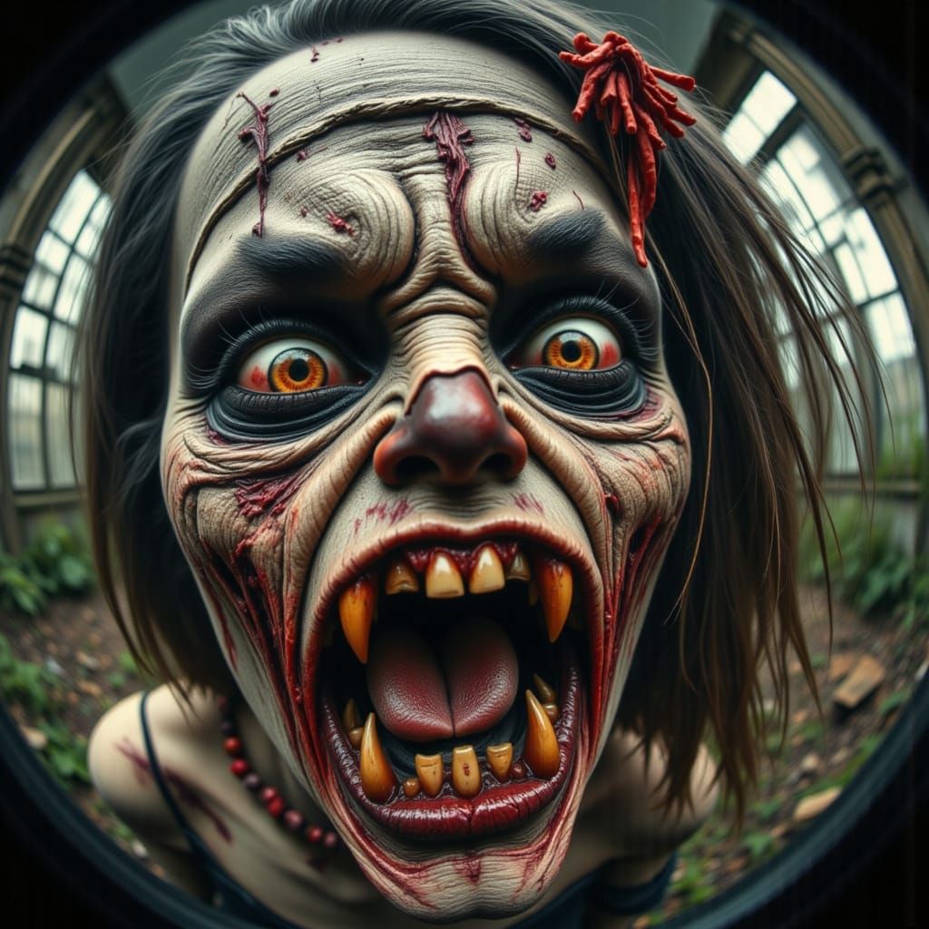 Flesh-Rotted Zombie Fixates on Viewer with Malevolent Glare