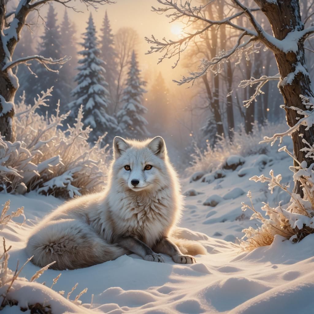 Ethereal Arctic Fox in Winter Wonderland