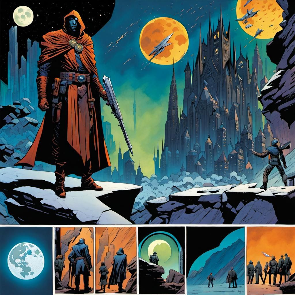 Hopepunk Assassin in New Babylon: Comic Book Art