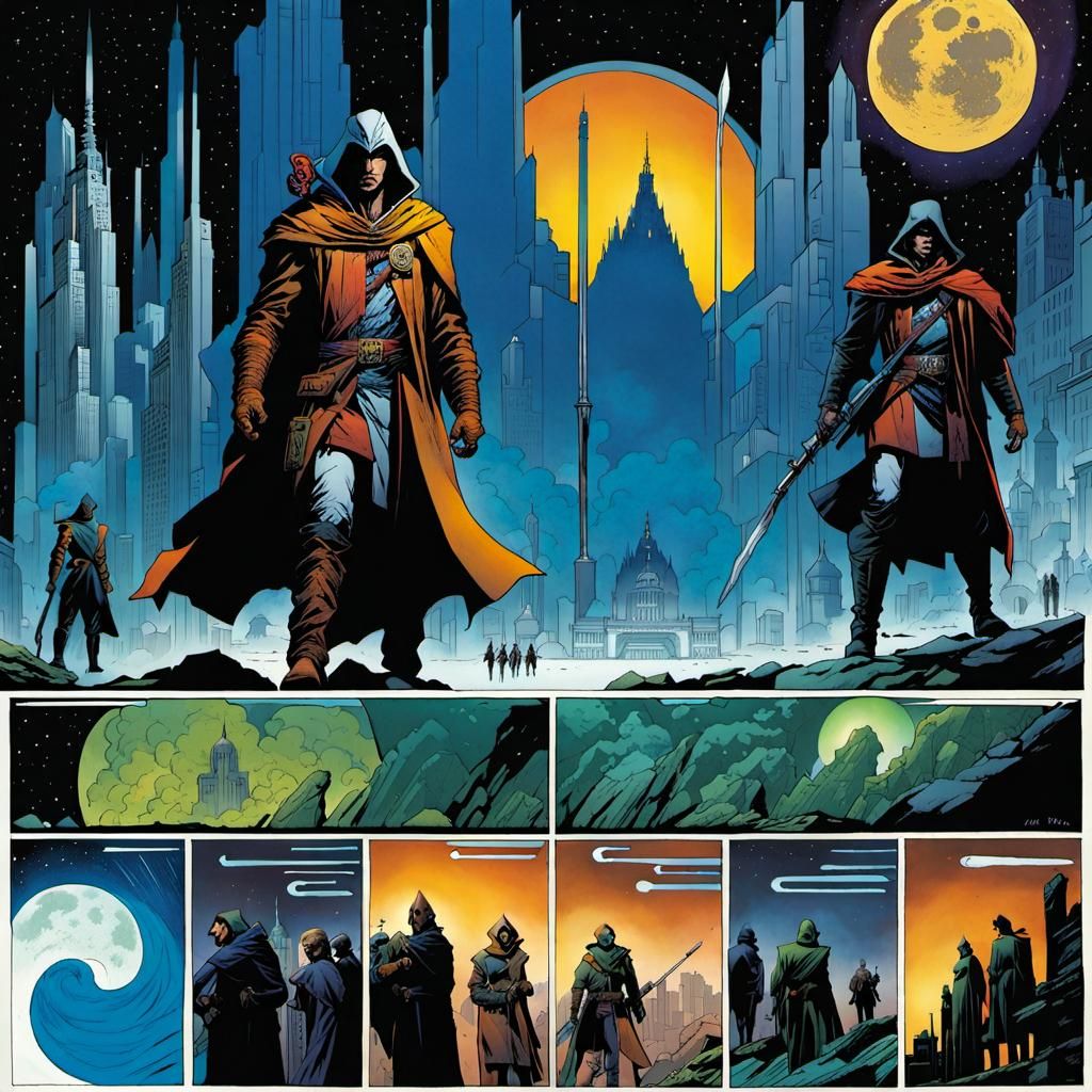 Hopepunk Assassin in New Babylon Comic Book Art