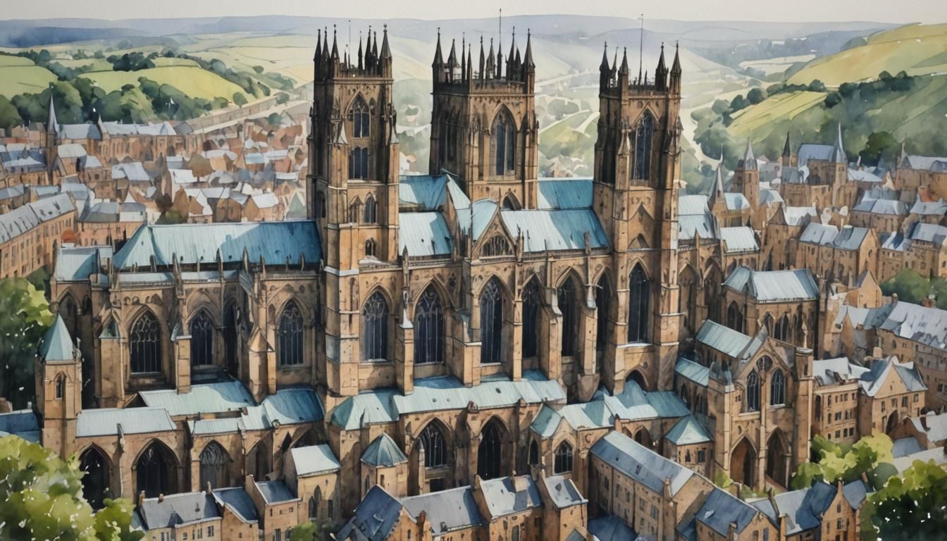 Durham Cathedral: Wet Wash Watercolour Fine Art