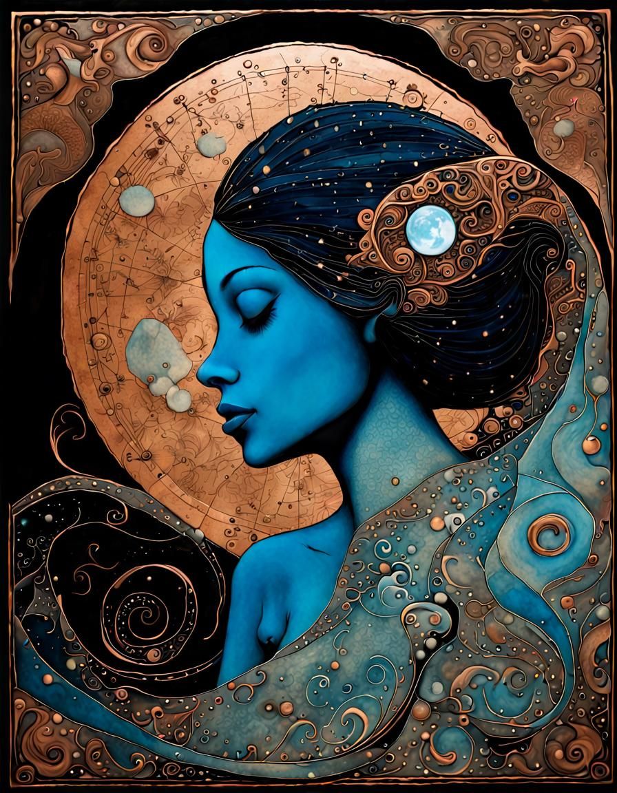 Abstract Woman Portrait in Mixed Media Style