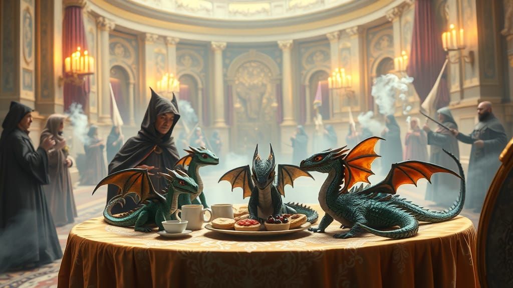 Wizards Cast Spell as Tiny Dragons Dine on Magical Treats