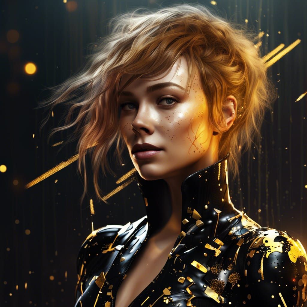 Futuristic Woman in Neo-Victorian Animated GIF Style