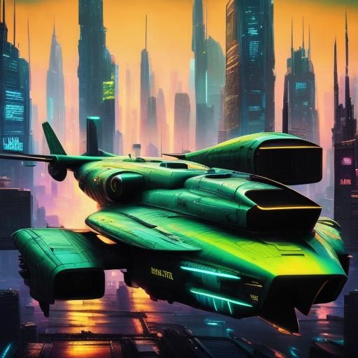 Virgil Tracy Soars Through Cyberpunk Cityscape