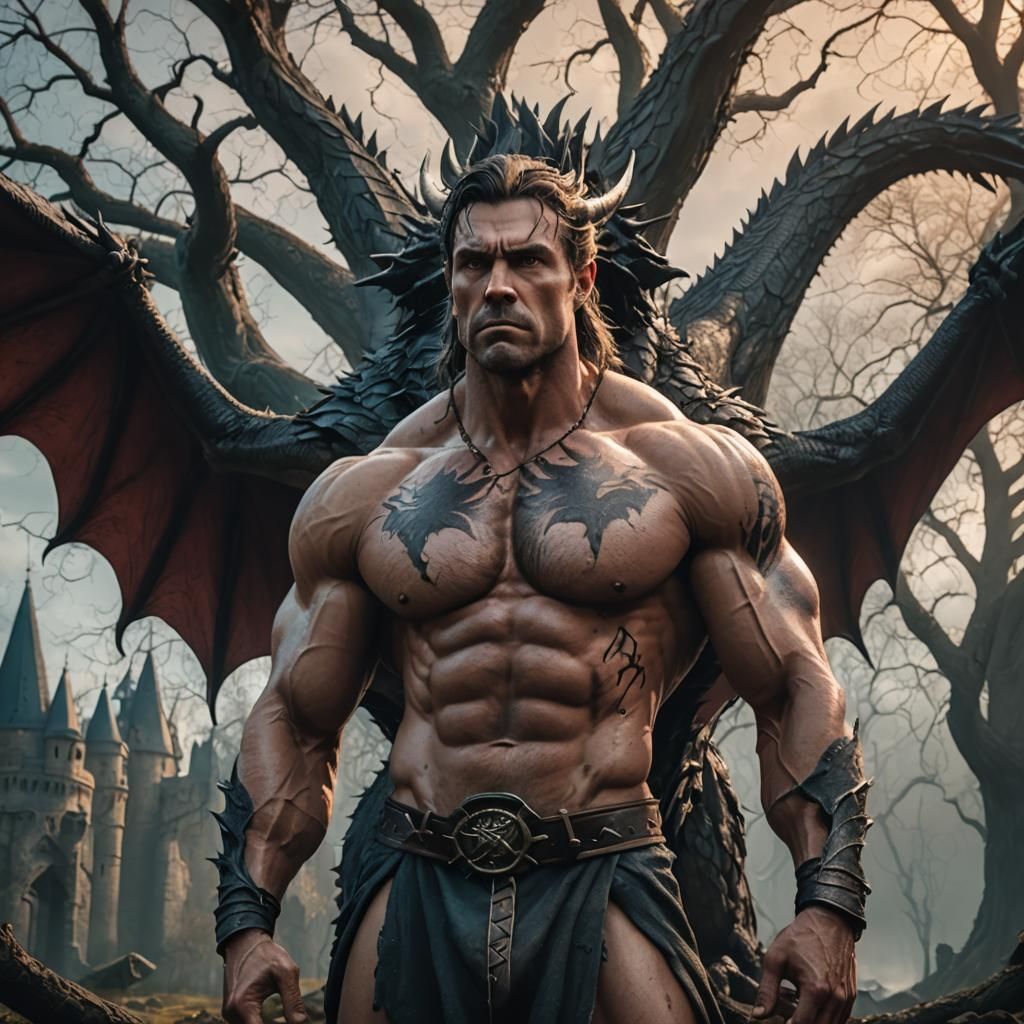 A cinematic photo of a dark fantasy illustration of a hyper-...