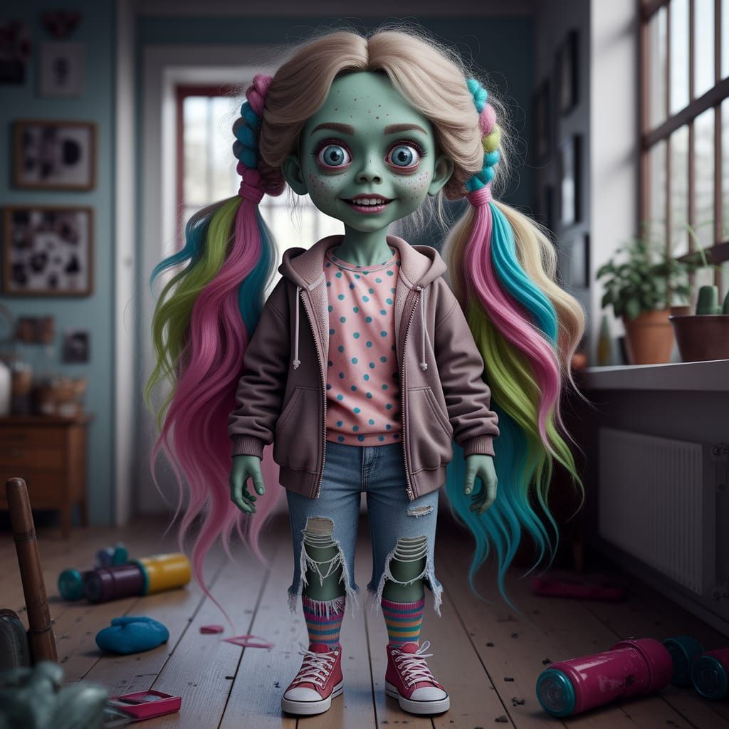 Whimsical Bohemian Zombie Girl