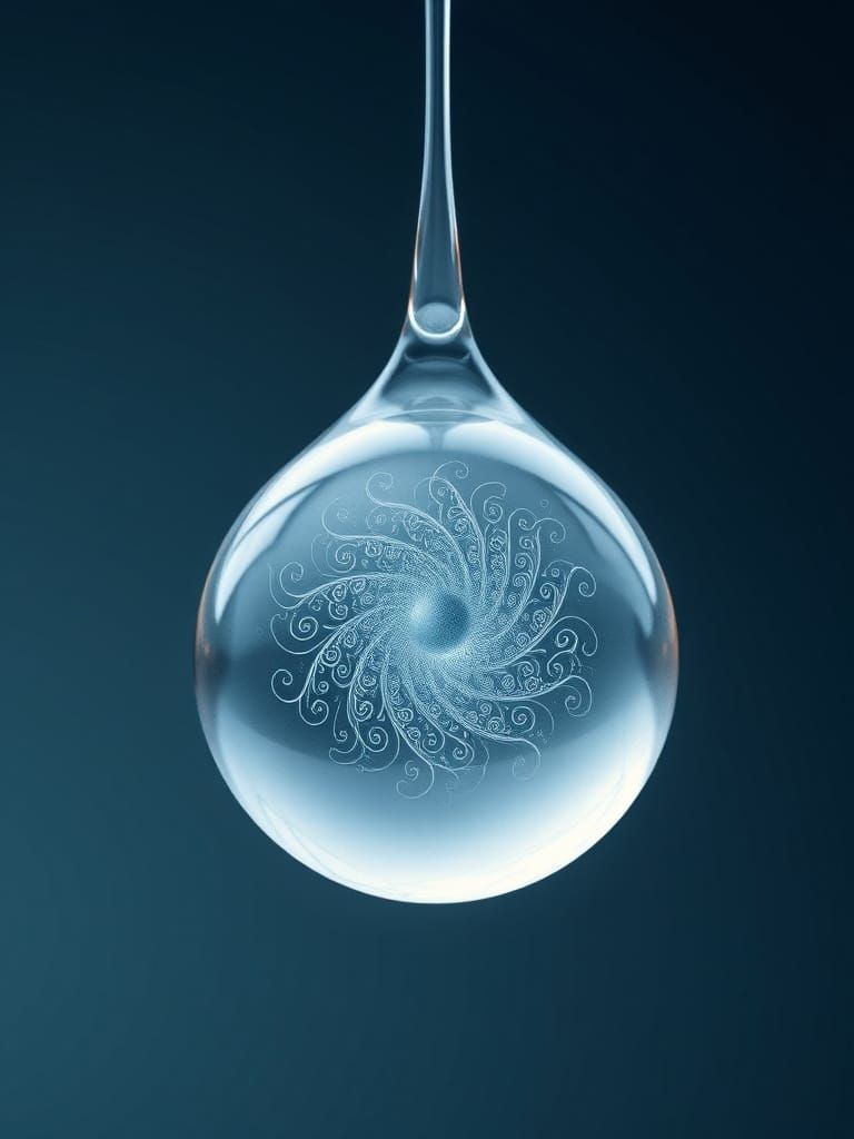 Fractal Raindrop in Mid-Air, Abstract Vector Art