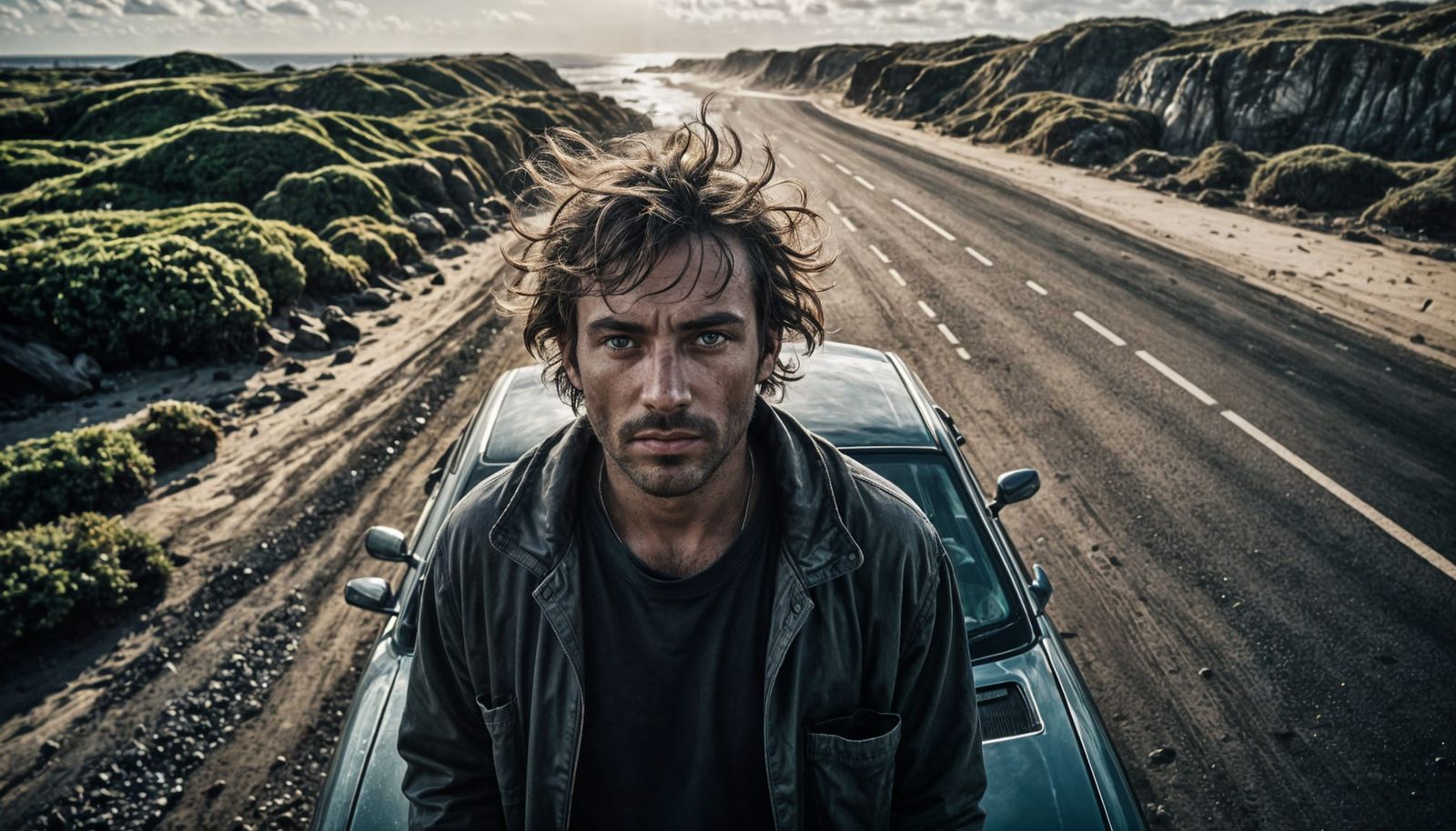 Coastal Road Trip Scene in Ambient Light