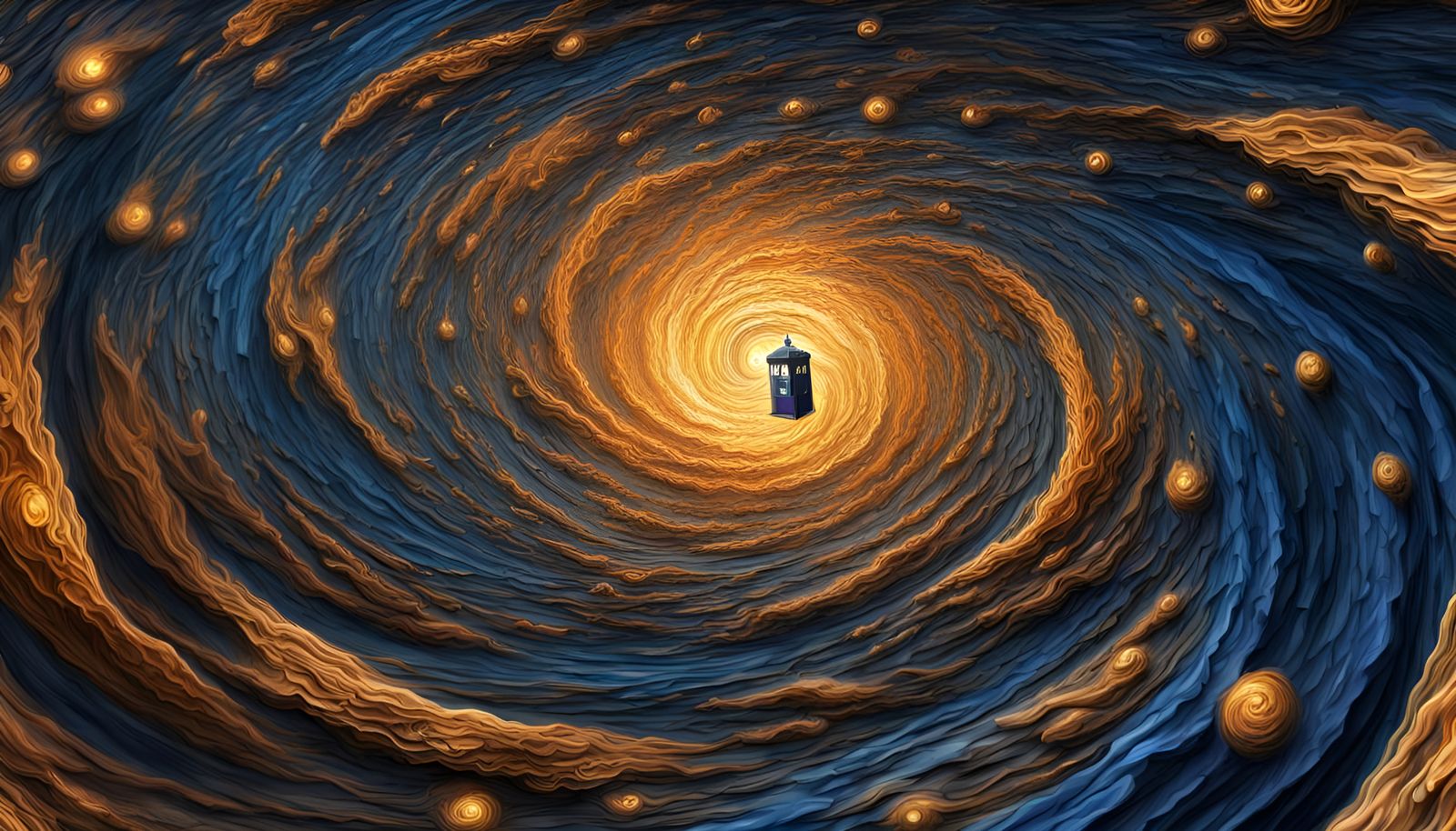 Tardis in Space: Van Gogh-Inspired Digital Art