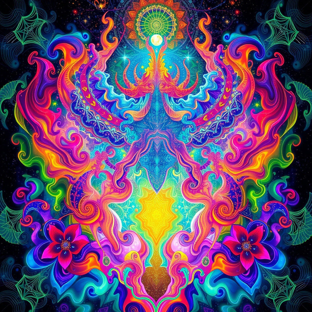 Dreamlike Astral Being in Holographic Illustration