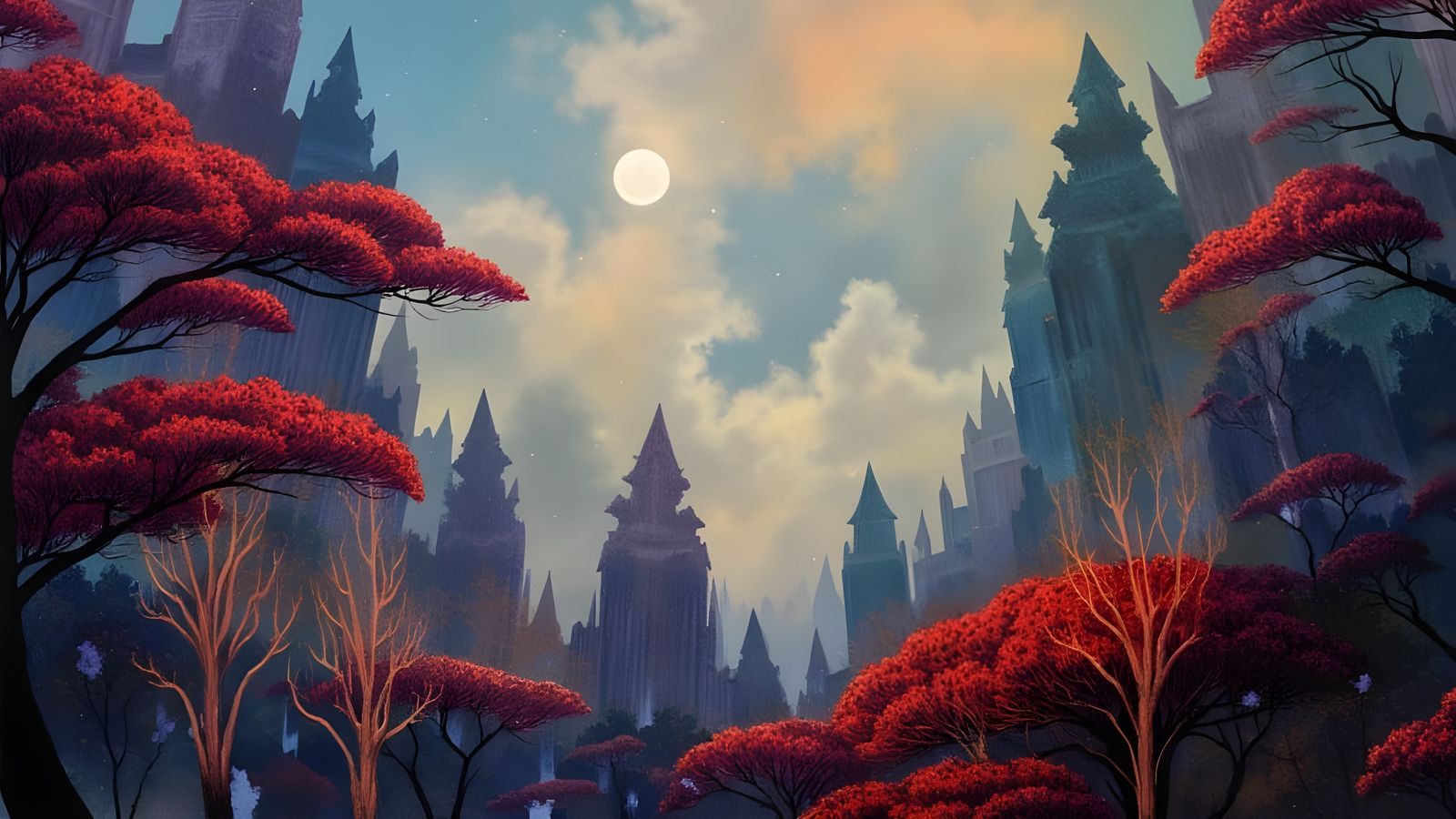 Surreal Cityscape in Vibrant Colors