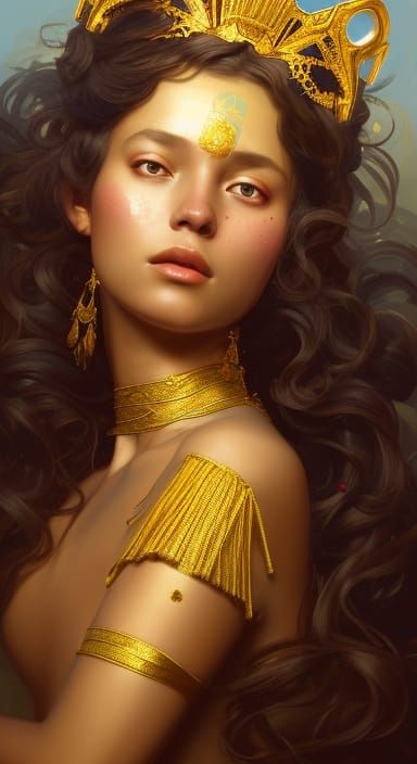 Mayan Princess Portrait in Art Nouveau Style