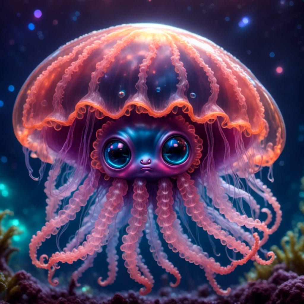 Chibi Alien Jellyfish in Galactic Space