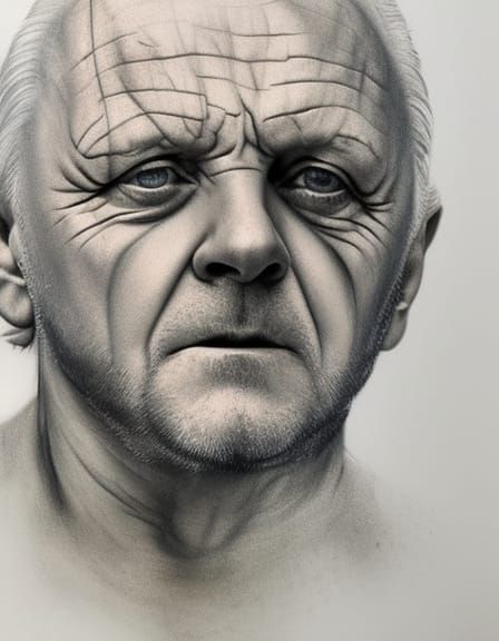 Regal Silverpoint Portrait Drawing of Anthony Hopkins