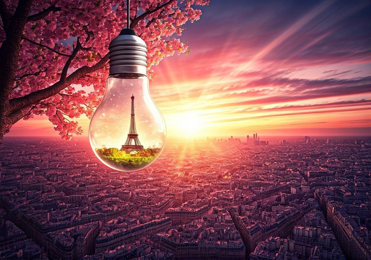 Paris in a Bulb: Cherry Blossom Sunset