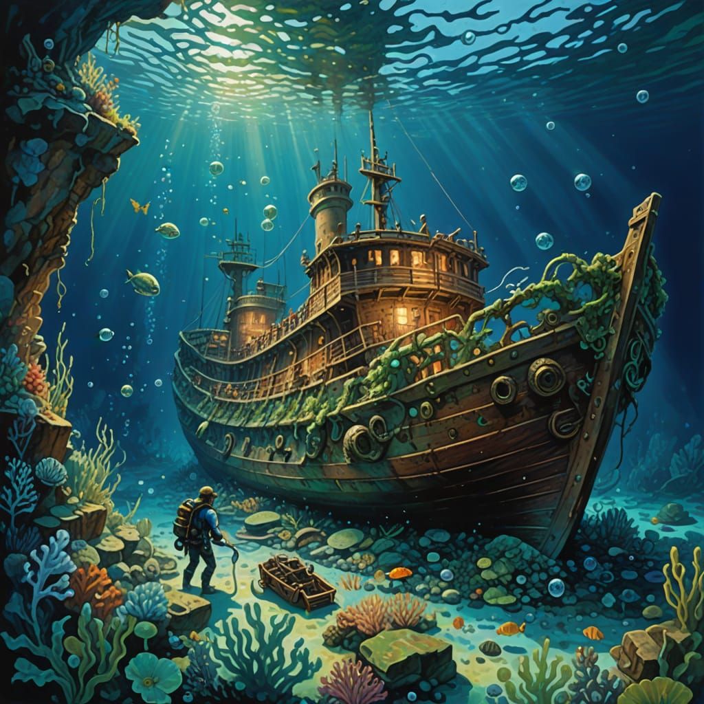 Underwater Archaeologists Discover Ancient Ship in Gouache P...