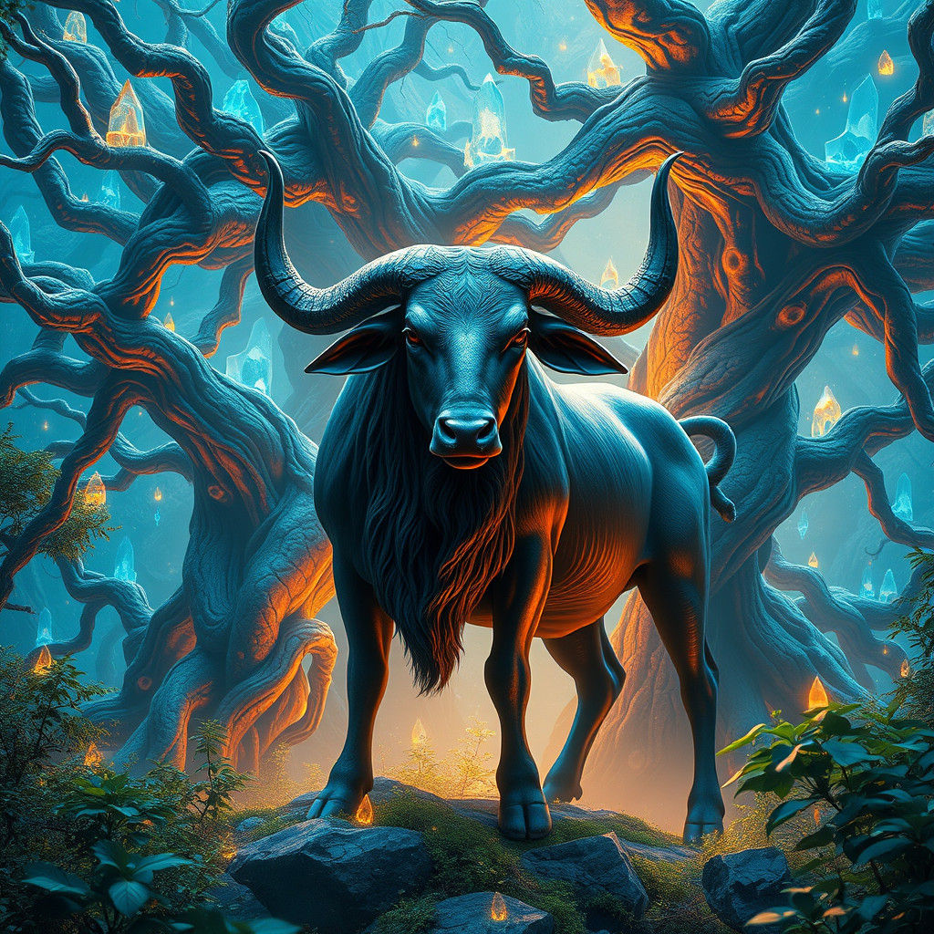 Majestic Taurus in Mystical Dreamscape, Concept Art