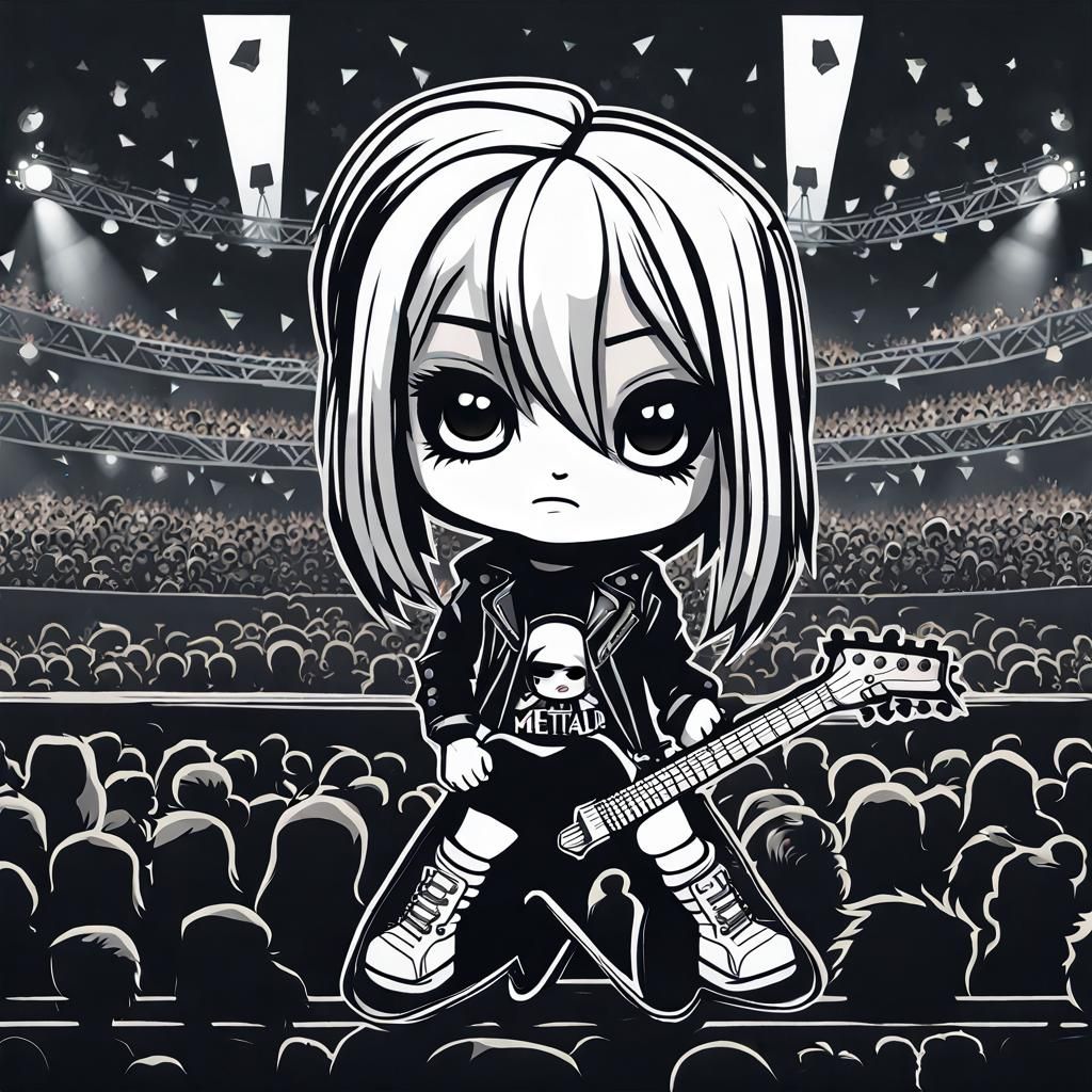Metalhead Chibi Girl at Concert