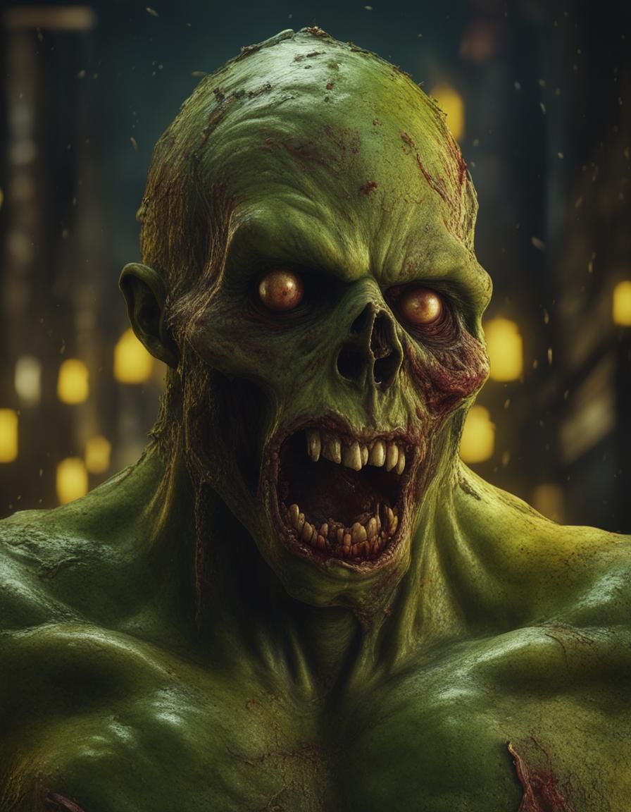 Pear Zombie Portrait in Dark Fantasy Style