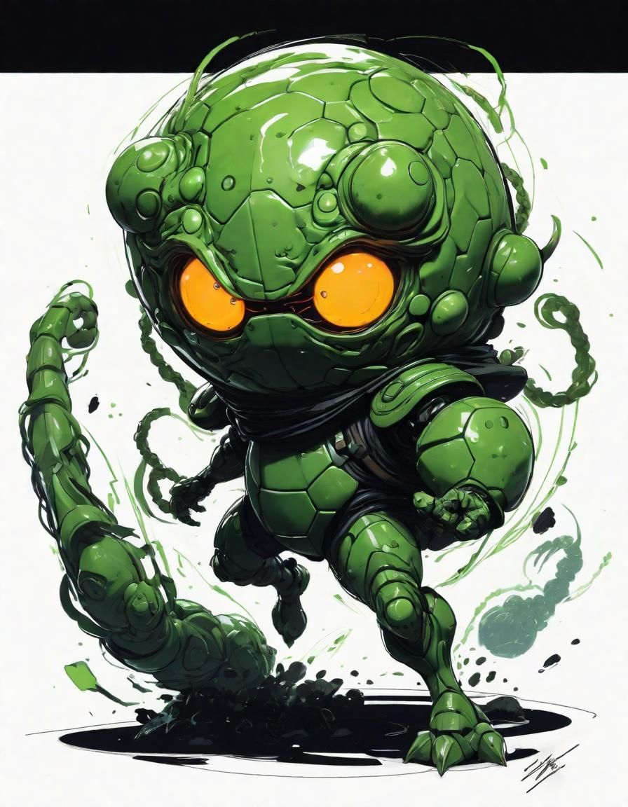 Adorable Slime Glob in Dynamic Ink Drawing