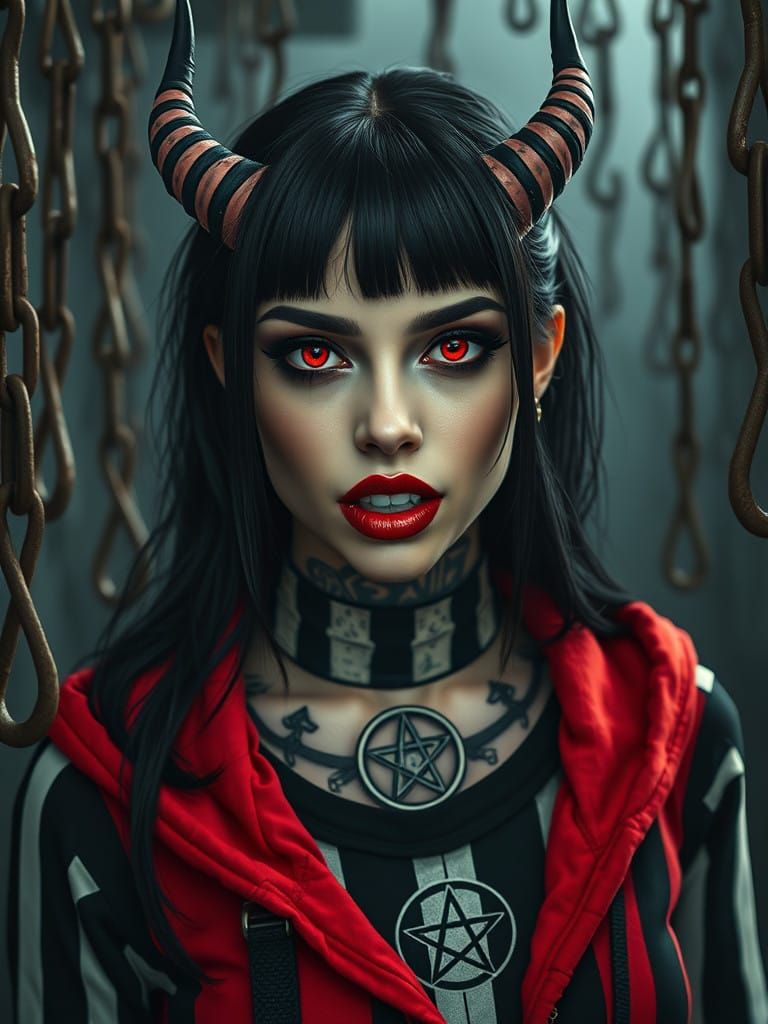 Ethereal Gothic Goddess in Dark Horror Aesthetic