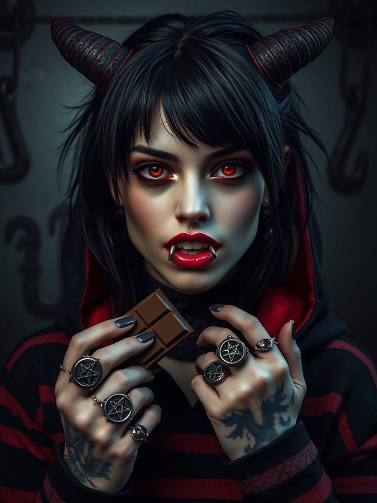 Hauntingly Beautiful Lady of Dark Mystique with Gothic Aesth...