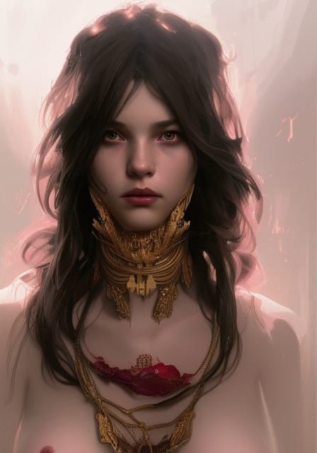 Beautiful Demon Girl Portrait in Hyperdetailed Style
