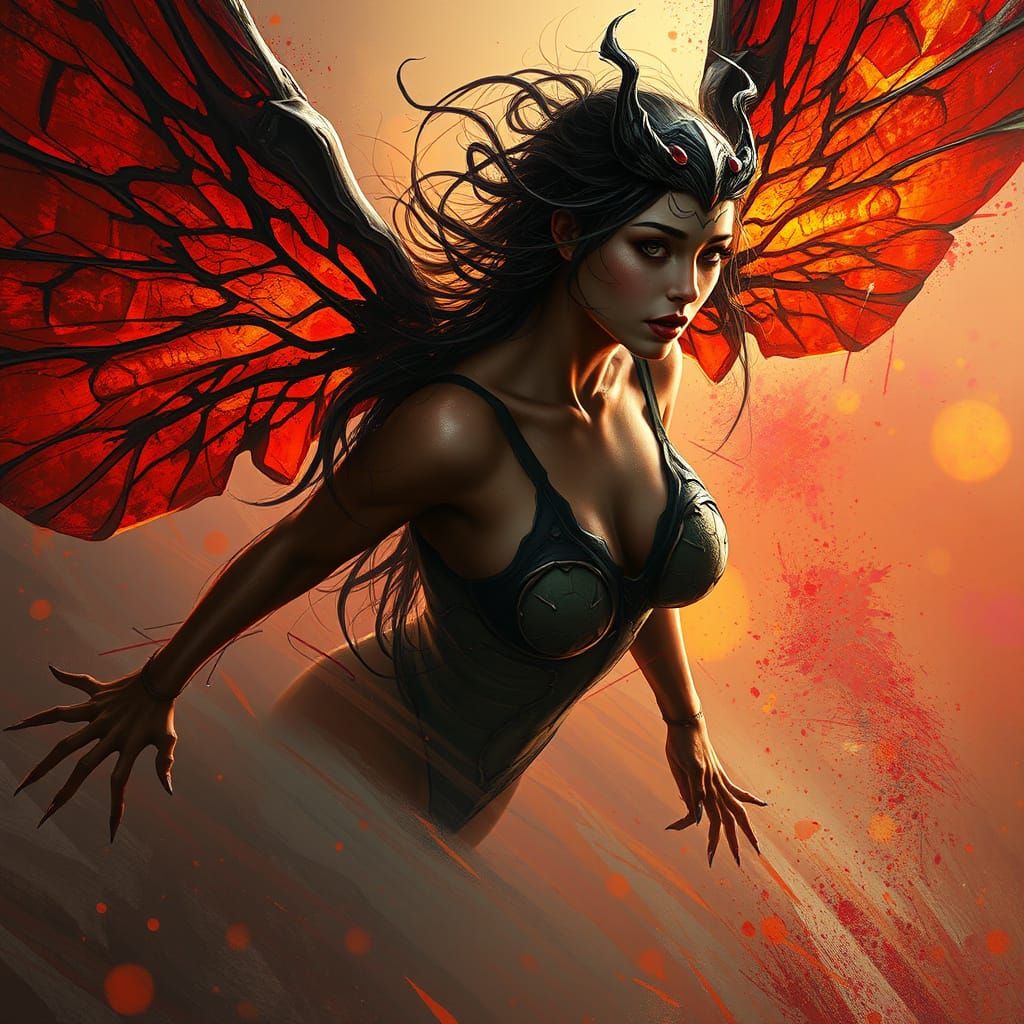 Hyperrealistic Human Female Fly Hybrid Concept Art