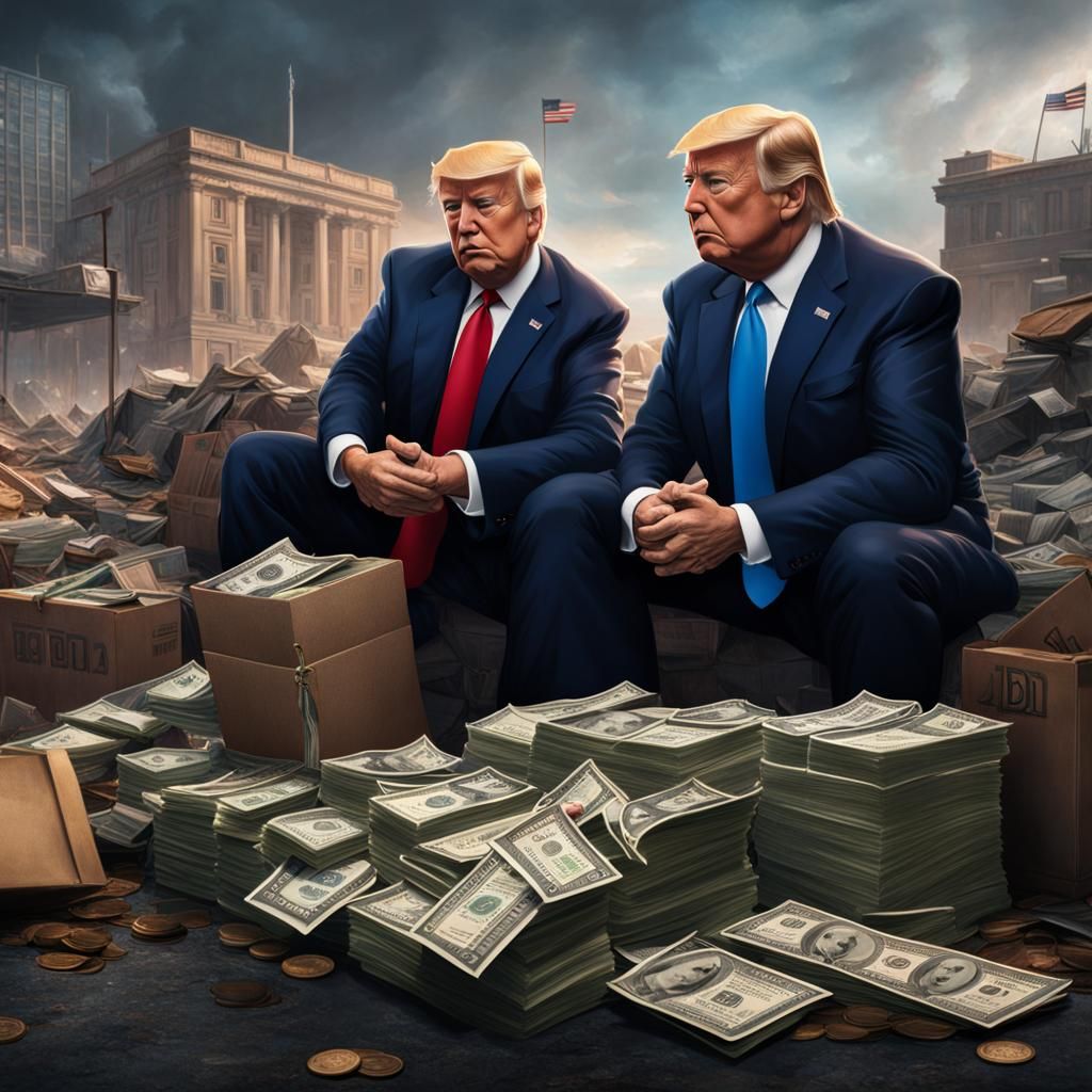 Fantastical Portrait of Trump and Biden in Opulent Abundance