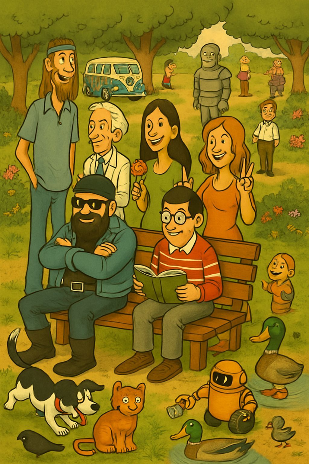 Retro Comic Illustration in Mid-Century Style