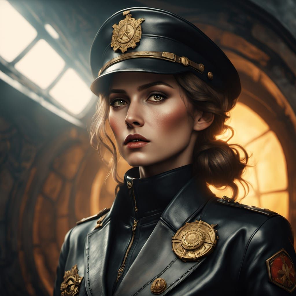 Female Submarine Captain Portrait in WW1 German Style