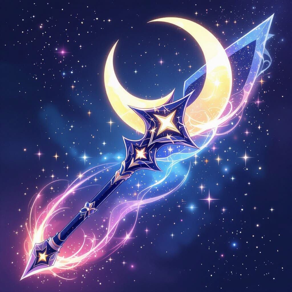 Celestial Keyblade Design with Moon and Stars