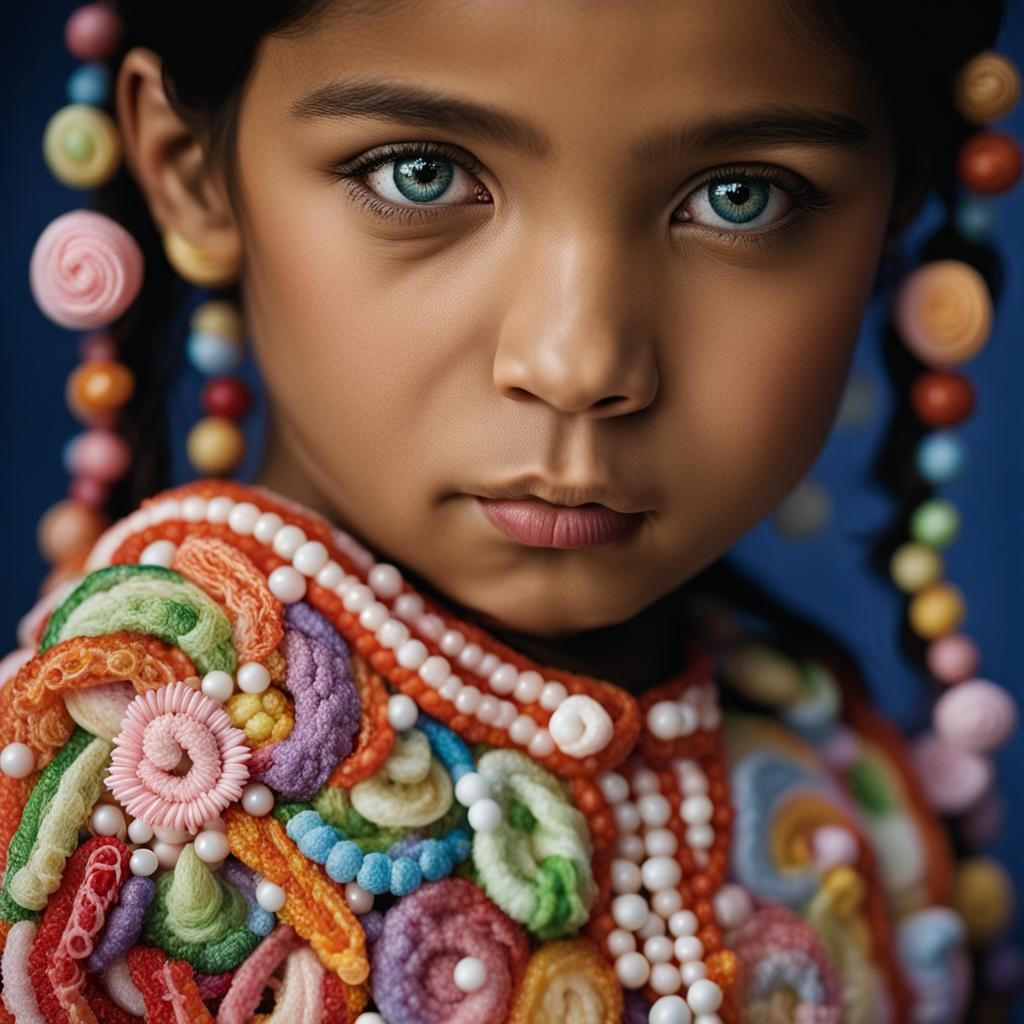 Candy Embroidered Dress Close-Up Portrait