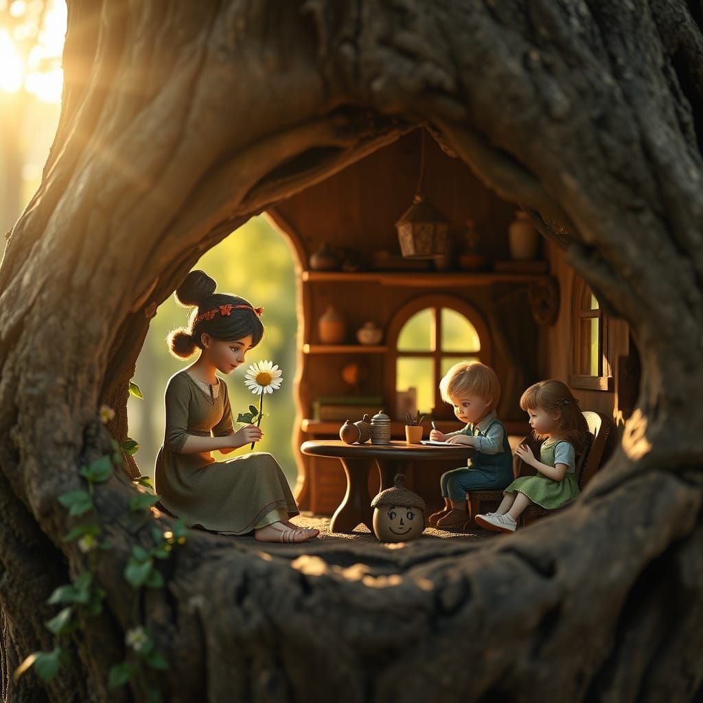Whimsical Miniature Home in Ancient Tree