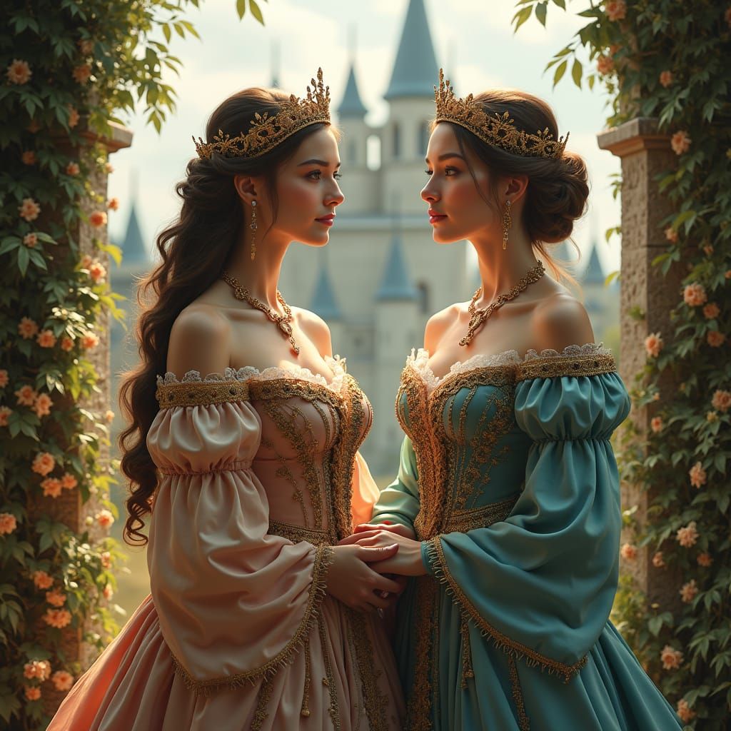 Medieval Princesses in Enchanted Garden