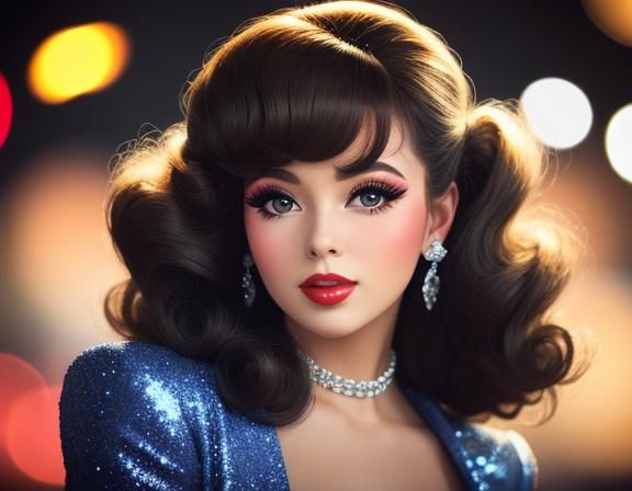 Glamorous Woman with Curled Hair and Bokeh