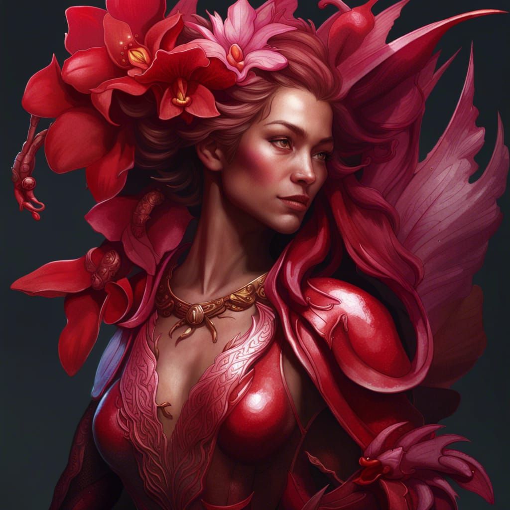 Orchid Dragon Portrait in Hyperdetailed Style