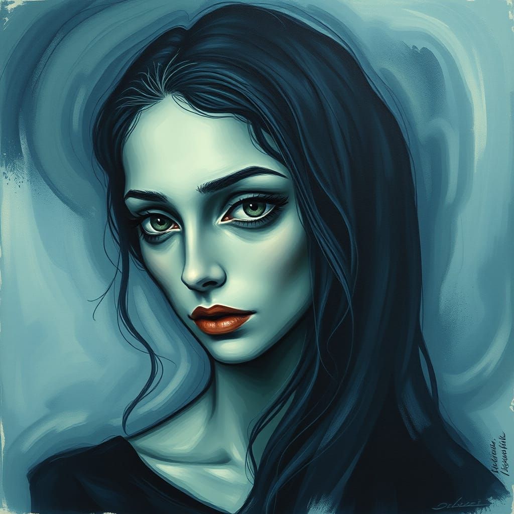 Ethereal Woman in Dreamlike Landscape, Inspired by Munch's E...